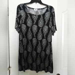 Old Navy Black and White Paisley Tunic Size XL